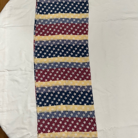 Silk Scarf with Stars and Bars Rectangle Pastel Tones 60 Inches 721 - Picture 1 of 4